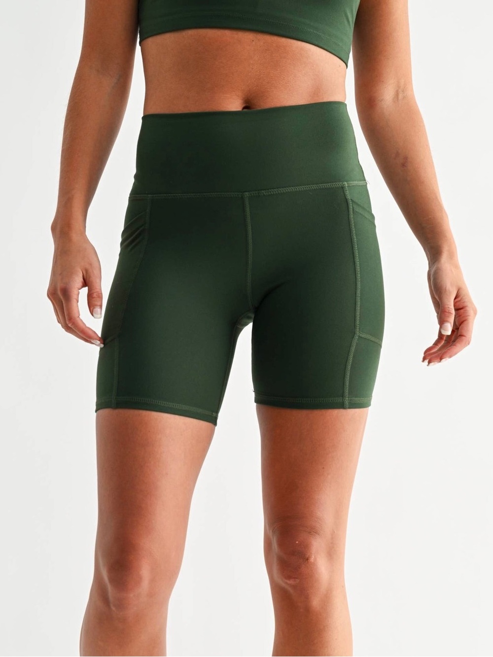 Mono B High-Rise Forest Green Athletic Bike Shorts